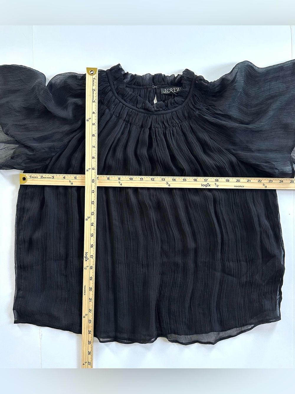 J.Crew Crinkle Chiffon Smocked Top in Black | XL | NWT - Picture 8 of 13